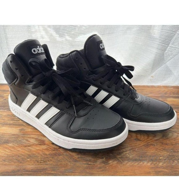 adidas Other - Adidas Hoops 2.0 Mid Sneakers Black White Stripes NWOT Men's 7.5 / Women's 9